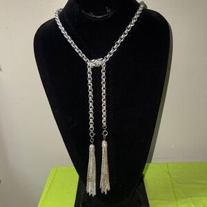 Chic Silver Chain Tassel Necklace